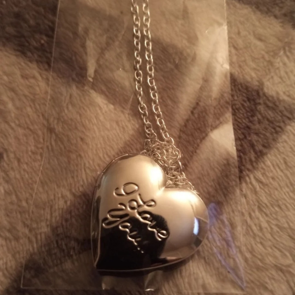 Silver Heart Pendant Locket Necklace